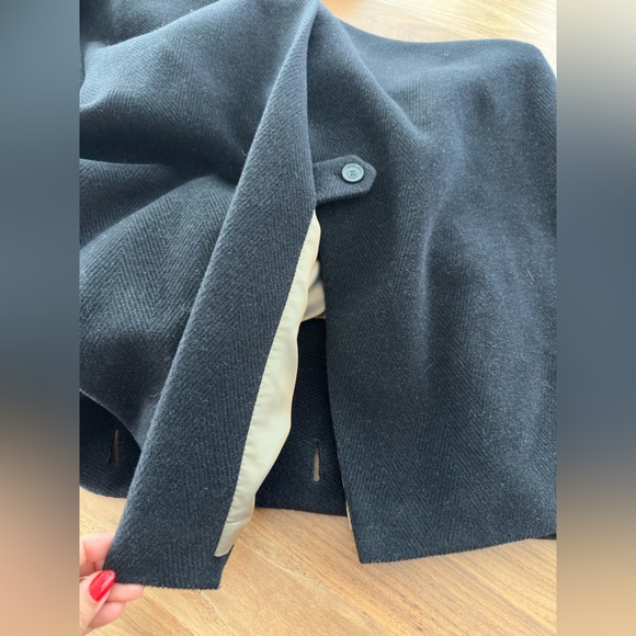 Vintage Yell Black Wool Blend Maxi Overcoat with Wide Collar - Picture 7 of 11